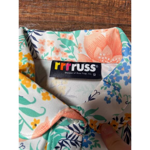 Vintage Clothing - Button Down Blouse - Illustrated Florals - Rrrruss - Medium - Picture 5 of 8